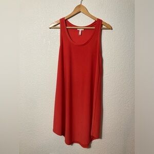 Leith womens small coral red swing tank dress tunic sleeveless